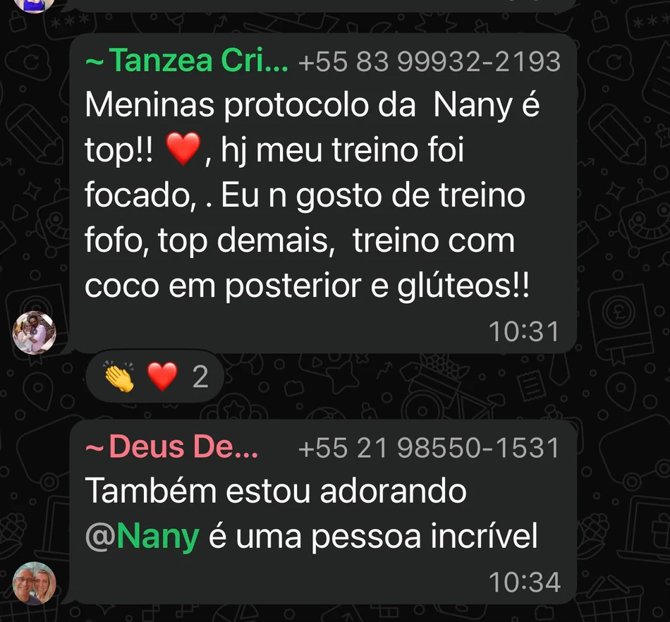 Depoimentos de alunas sobre o protocolo Nany